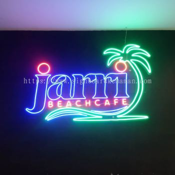 JARRI BEACH CAFE LED NEON LETTERING SIGNAGE SIGNBOARD AT KUANTAN, BANDAR INDERA MAHKOTA. PANCHING, SUNGAI LEMBING, GAMBANG, BESERAH, GEBENG, PENOR, SUNGAI KARANG, BATU HITAM, CHENDOR, TANJUNG LUMPUR, TELUK CEMPEDAK, CHERATING PAHANG  MALAYSIA