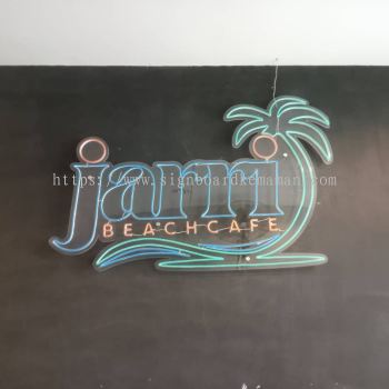 JARRI BEACH CAFE LED NEON LETTERING SIGNAGE SIGNBOARD AT CHUKAI, KIJAL, KERTEH, KEMASIK, TELUK KALUNG, BANDAR SERI BANDI, JABUR, RANTAU PETRONAS KEMAMAN TERENGGANU 