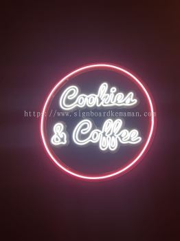 COOKIES & COFFEE LED NEON LETTERING SIGNAGE SIGNBOARD AT KERDAU, SEMANTAN, KUALA KRAU, KAMPUNG AWAH TEMERLOH 