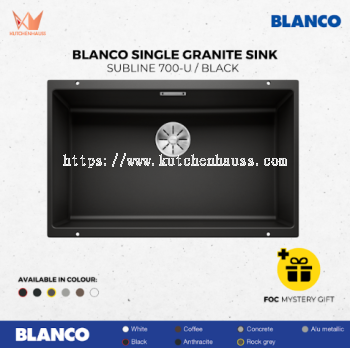 Blanco 73cm Single Granite Sink Subline 700-U (Black) 