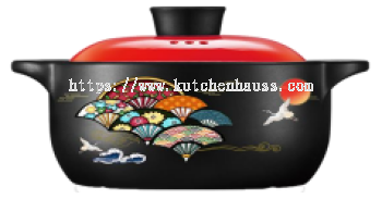 COLOR KING 3233-1600ml SHANGCHU Ceramic Stock Pot Red Fan