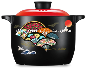 COLOR KING 3234-4000ml SHANGCHU Ceramic Sauce Pot Red Fan