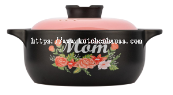 COLOR KING 3233-2500ml SHANGCHU Ceramic Stock Pot Pink (I LOVE YOU MOM)