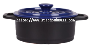 COLOR KING 3163-1000ML OUCHU  Ceramic Shallow Casserole Blue Lid