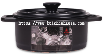 COLOR KING 3393-4200ml OUCHU Ceramic Shallow Casserole Stock Pot Black