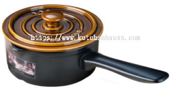 COLOR KING 3391-1500ml OUCHU Ceramic Sauce Pan Black with Brown Lid