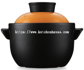 COLOR KING 3453-2600ml MEICHU Ceramic Rice Pot with Double Lid Orange