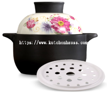 COLOR KING 3358-4000ml QIAOCHU Ceramic Pot Bowl Combo with Steamer White 