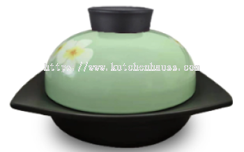 COLOR KING 3348-11" QIAOCHU Braiser Ceramic Pot Bowl Green