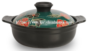 COLOR KING 3339-2800ml BATIK Ceramic Stock Pot Green