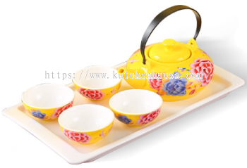COLOR KING 3316-6S IMPERIAL PEONY Ceramic Drinkware Set of 6 Yellow