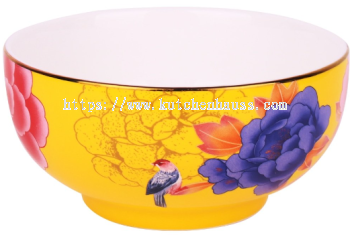 COLOR KING 3637-8 IMPERIAL PEONY Ceramic Bowl - 1pcs Yellow