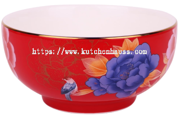 COLOR KING 3637-8 IMPERIAL PEONY Ceramic Bowl - 1pcs Red