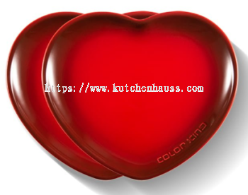 COLOR KING 3698 - 8.5 MICHU Ceramic Heart Shaped Plate Red