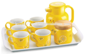 COLOR KING 3276-8S Ceramic Drinkware Set of 9 Yellow