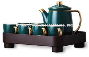 COLOR KING 3510 - 9S Ceramic Drinkware Set of 9 (Golden Jade) Green