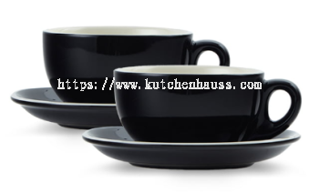 COLOR KING 3434 - 300ml Ceramic Cup & Saucer Black