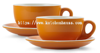 COLOR KING 3434 - 300ml Ceramic Cup & Saucer Orange
