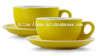 COLOR KING 3434 - 300ml Ceramic Cup & Saucer Yellow