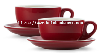 COLOR KING 3434 - 300ml Ceramic Cup & Saucer Red
