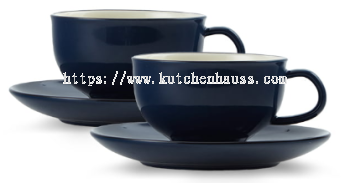 COLOR KING 3432-300 Ceramic Cup & Saucer Navy Blue