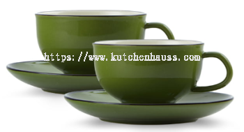 COLOR KING 3432-300 Ceramic Cup & Saucer Green