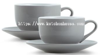 COLOR KING 3431 - 350ml 100% Ceramic Cup & Saucer (Light Grey)
