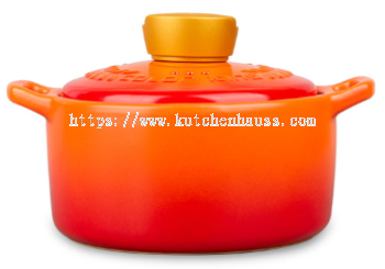 COLOR KING 3725-1600ml Ceramic Casserole Stock Pot Orange
