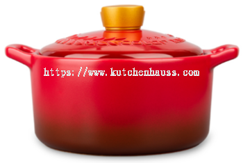 COLOR KING 3725 - 3600ml LUXE Ceramic Casserole Stock Pot Red