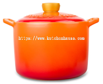 COLOR KING 3726 - 4000ml LUXE Ceramic Casserole Sauce Pot Orange