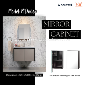 HAUZSTIL Bathroom Mirror Cabinet With Swing Door MD6060