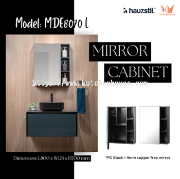 HAUZSTIL Bathroom Mirror Cabinet With Swing Door with LED MDE8070L