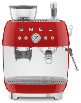 SMEG TAUPE Manual espresso coffee machine with integrated grinder EGF03RD (RED) 