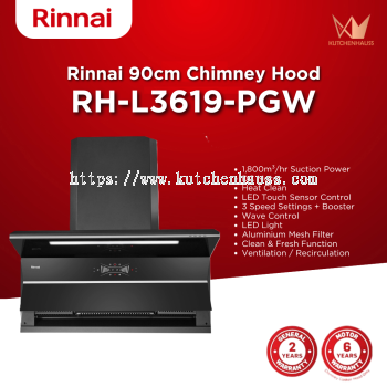 RINNAI - 90cm L Shaped Cooker Hood | RH-L3619-PGW
