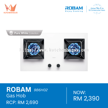 ROBAM - 2 Burners Gas Hob with FireCube Technology (White Pearl Collection) | 9B6H02