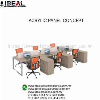 Office Workstation Table Acrylic Panel Concept 