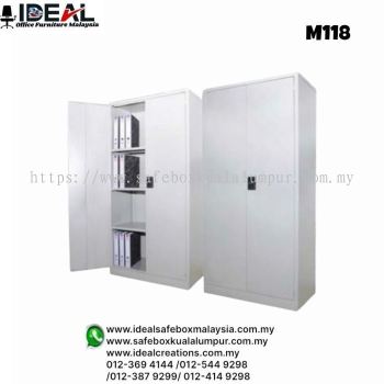 Office Steel Cabinet Height Steel Swinging Door c/w 3 Adjustable Shelves 