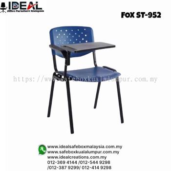 Office Chair Study Chair FOX ST-952 Plastic Chair c/w Tablet (Epoxy Black)