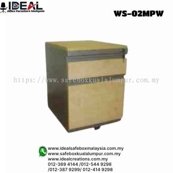 Office Storage Cabinet Mobile Pedestal With 1 File & 1 Box Drawer With Wooden Panel