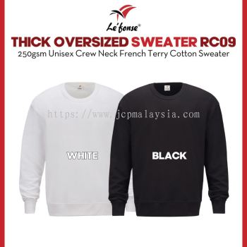 LEFONSE Thick Oversized French Terry Unisex 250gsm Superior Cotton Sweater Long Sleeve RC08 RC09