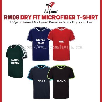 LEFONSE Premium Mini Eyelet Microfiber T-Shirt Unisex Plain Quick Dry Round Neck RM08