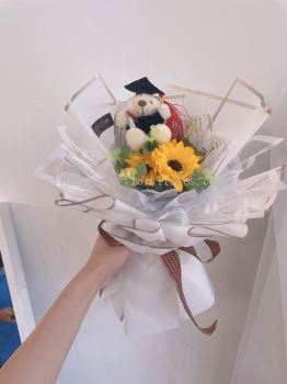 2 Sunflowers With Bear