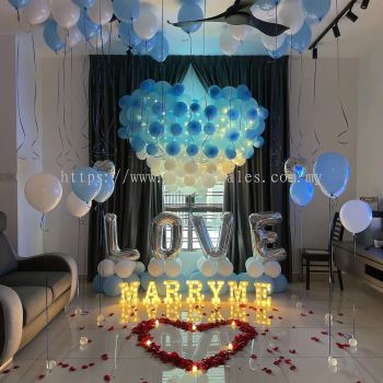 Blue And White Proposal Balloons Decoration