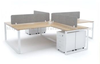 Office Workstation Table Cluster Of 4 Seater | Office Panel | Office Divider | S Series Set (+ Design) | Office Cubicle | Office Partition Bukit Tinggi