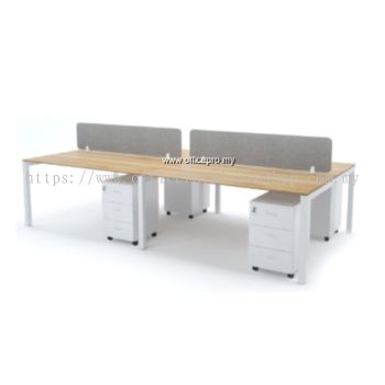 Full Set Office Workstation Table Cluster Of 4 Seater C/W Pedestal L Office Cubicle IPWT4