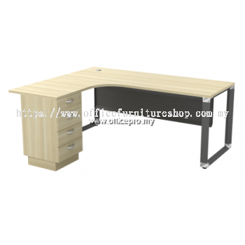 IPOML-4D L-Shape Manager Table With Metal Front Panel & 4D Drawer��Office Table Shah Alam