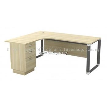 IPOWL-3D L-Shape Manager Table With Wooden Front Panel & 2D1F Drawer��Office Table Shah Alam