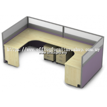 Workstation Office Cluster Of 2 Seater | Office Cubicle | Office Partition Malaysia IPWT2-09