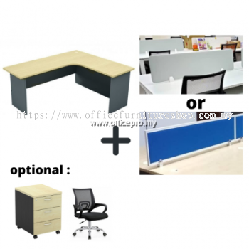 Workstation Cluster Of 2 I Office Panel I Office Divider I G Series Set (T Design) | Office Cubicle | Office Partition Malaysia IPWT2-GL16/18-12/15