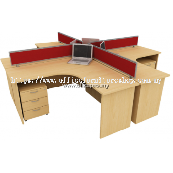 Workstation Cluster Office Of 4 Seater | Office Workstation | Office Panel | Office Divider | EX Series Set (+ DESIGN) | Office Partition Bukit Tinggi